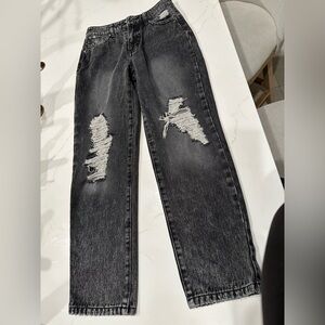 Girls RSQ Black Distressed Straight Jeans